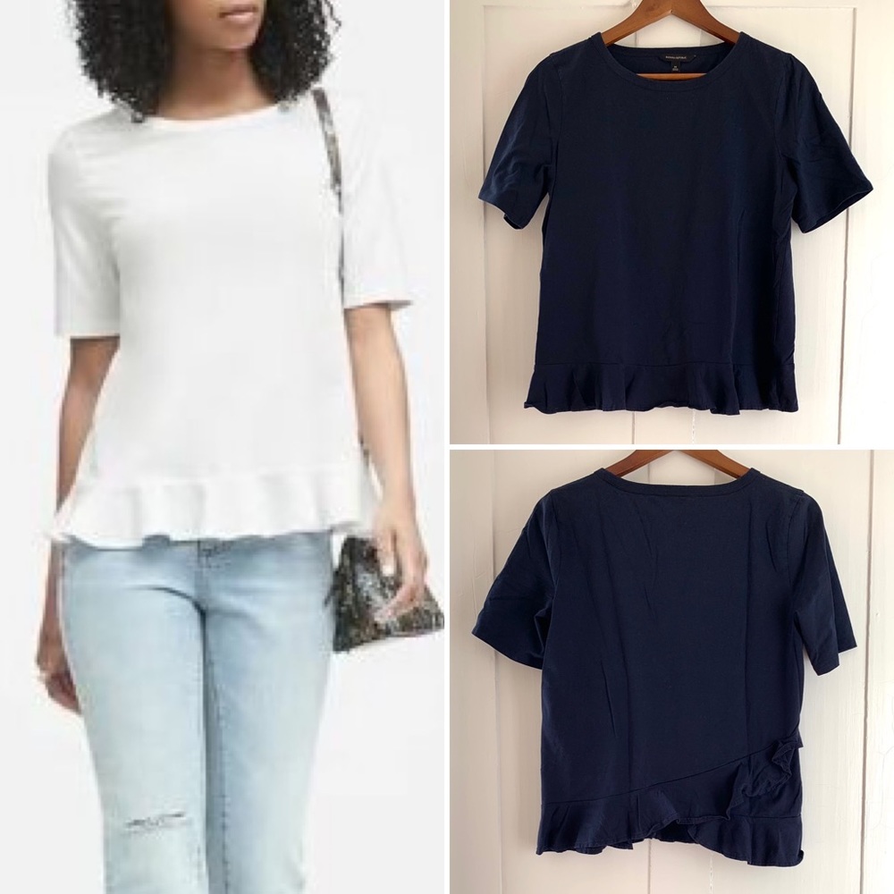 Banana Republic navy Couture T with ruffled hem